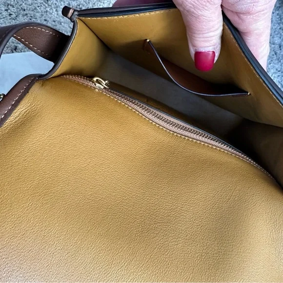 COACH DARK SADDLE 1941 TURNLOCK FLAP / COMPACT POUCH BAG - Picture 13 of 16